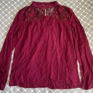 Maurices Burgundy Long sleeve Blouse